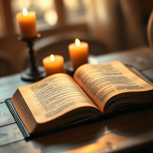 Daily Bible — open Bible by candlelight