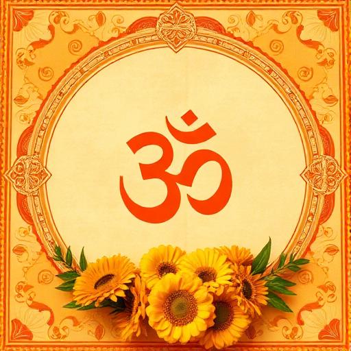 Daily Vedas — Om symbol with marigold flowers